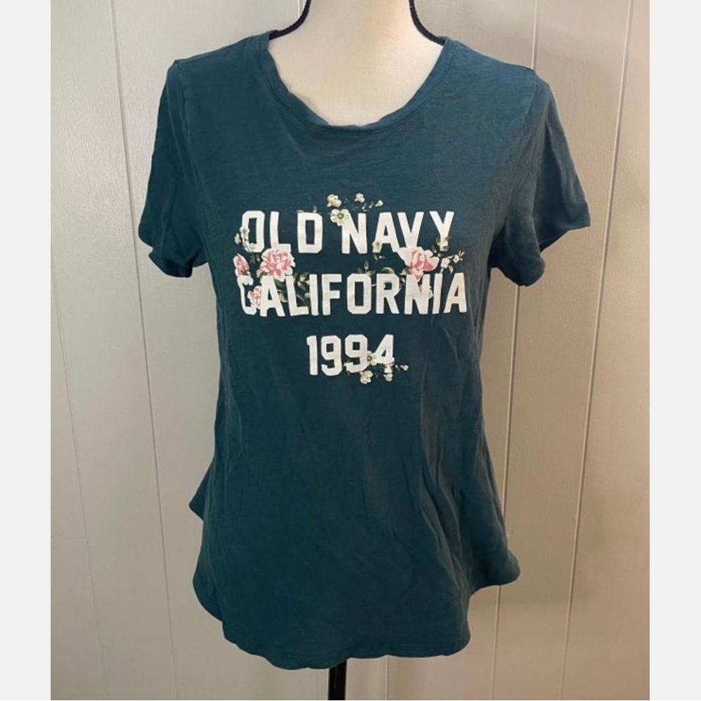 Old Navy Sz M Fantastic T-Shirt Tee Top Teal w Print